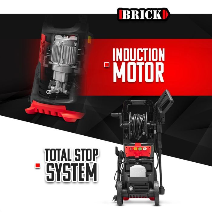 Nettoyeur haute pression 2100W - 165 bars avec moteur à induction + accessoires - Brick