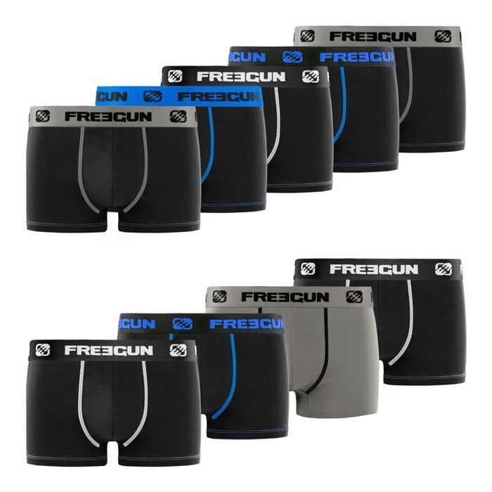 Calzoncillos bóxer Freegun para hombre - Negros (Paquete de 9)