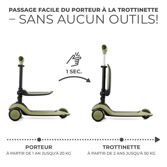 Draisienne 2 en 1 Kinderkraft HALLEY, Vélo et Trottinette 3 Roues, Guidon Réglable, Roues Lumineuses, Design Léger et Moderne, Vert