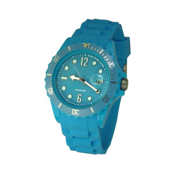 Orologio sportivo solare Lifemax, blu, impermeabile fino a 30 metri, con datario.