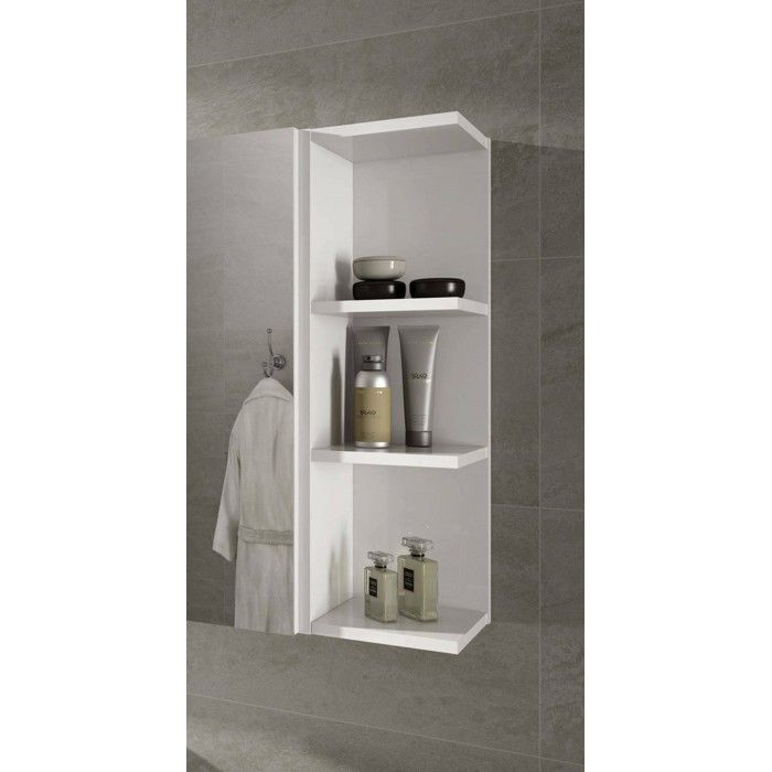 Dmora - Tacoma wandkast, 20 x 19,5 x 65 cm, wit, paneel met houtlook