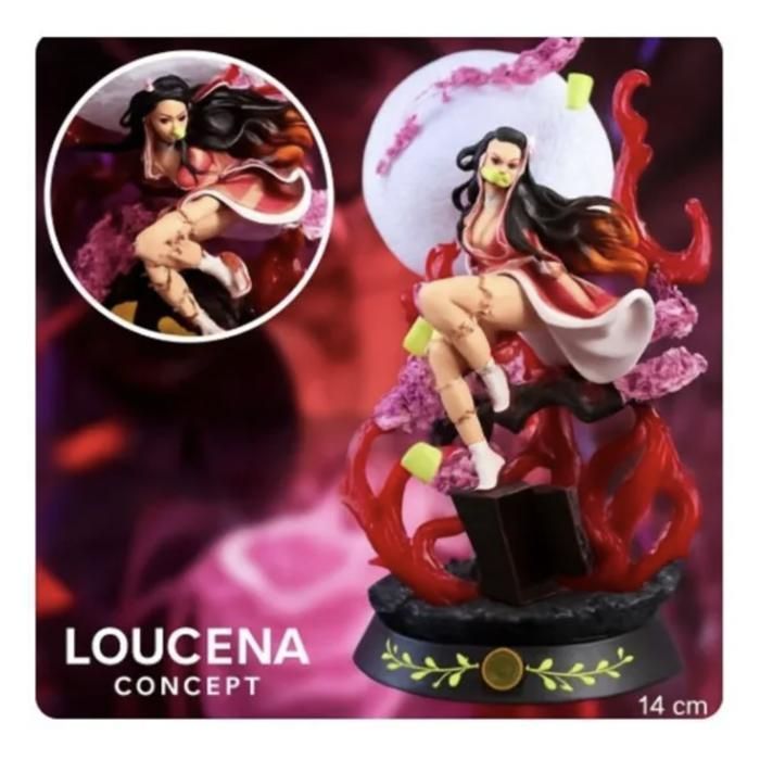 Figura coleccionable de Nezuko estilo demonio, 14 cm – No requiere caja – Decoración de anime fantástico
