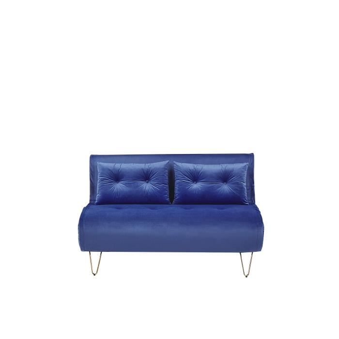 Divano trasformabile a 2 posti VESTFOLD in velluto blu navy