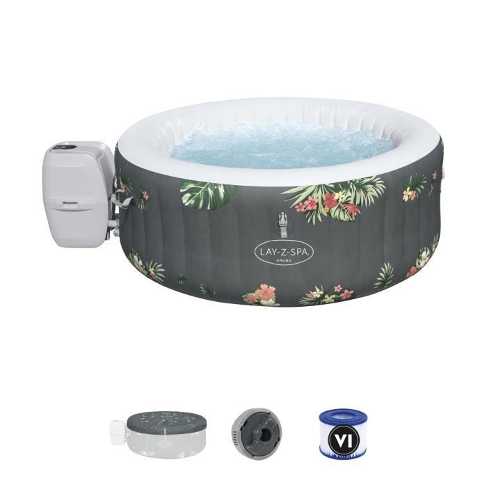 BESTWAY inflatable spa - Lay-Z-Spa Aruba - 170 x 66 cm - 2 to 3 person capacity - Round (Includes: cover, cartridge and diffuser)