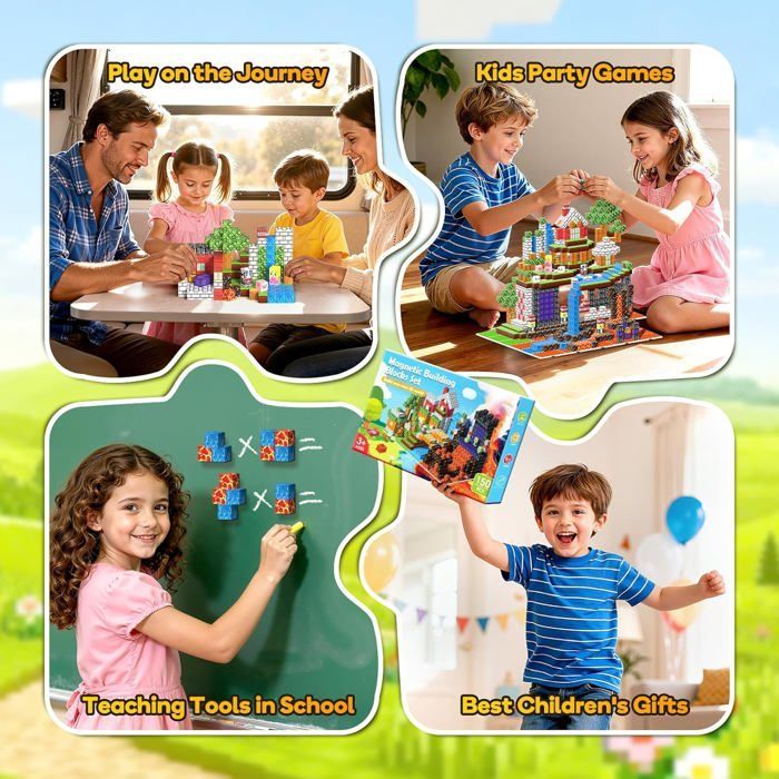 Juego de 60 piezas de bloques de construcción magnéticos, juguete para niños de 3 a 6 años, cubo magnético, regalo para niños y niñas de 3 a 6 años.