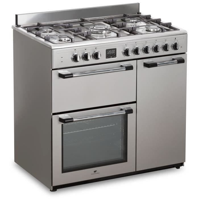 Continental Edison CECP903FIX gas range cooker with 3 electric ovens, 5 burners - Stainless steel - 90 cm wide