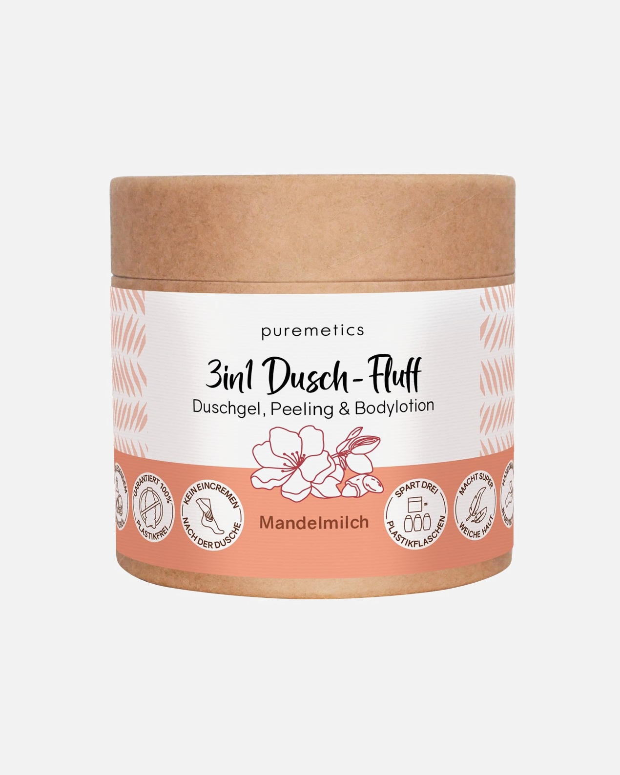 puremetics peeling do twarzy pod prysznic Fluff z mlekiem migdałowym - 250 g
