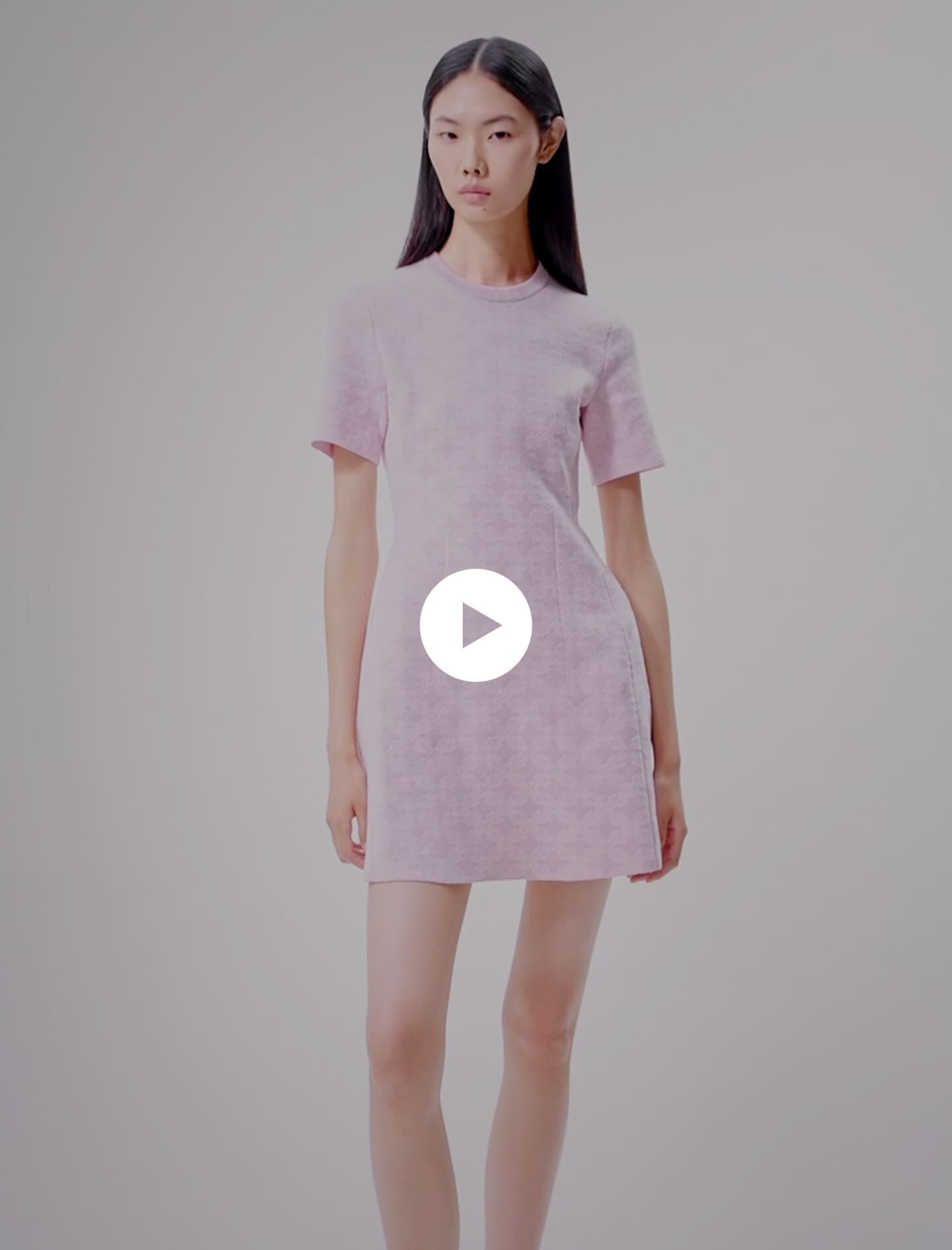 Rochie scurtă din tricot jacquard - Roz deschis