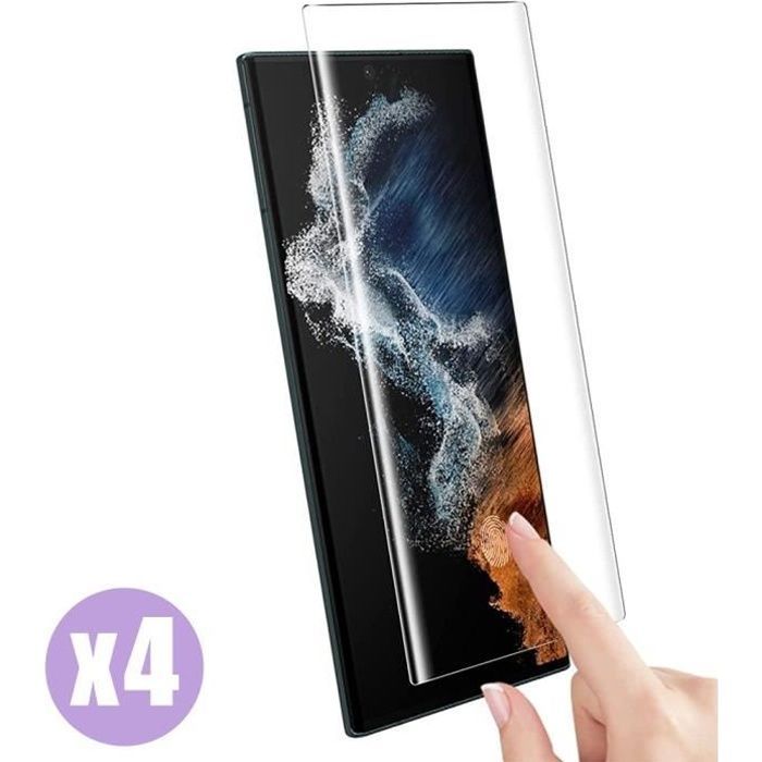 [Paquete de 4] Protector de pantalla de vidrio templado para Samsung Galaxy S22 Ultra, protector de pantalla completo transparente