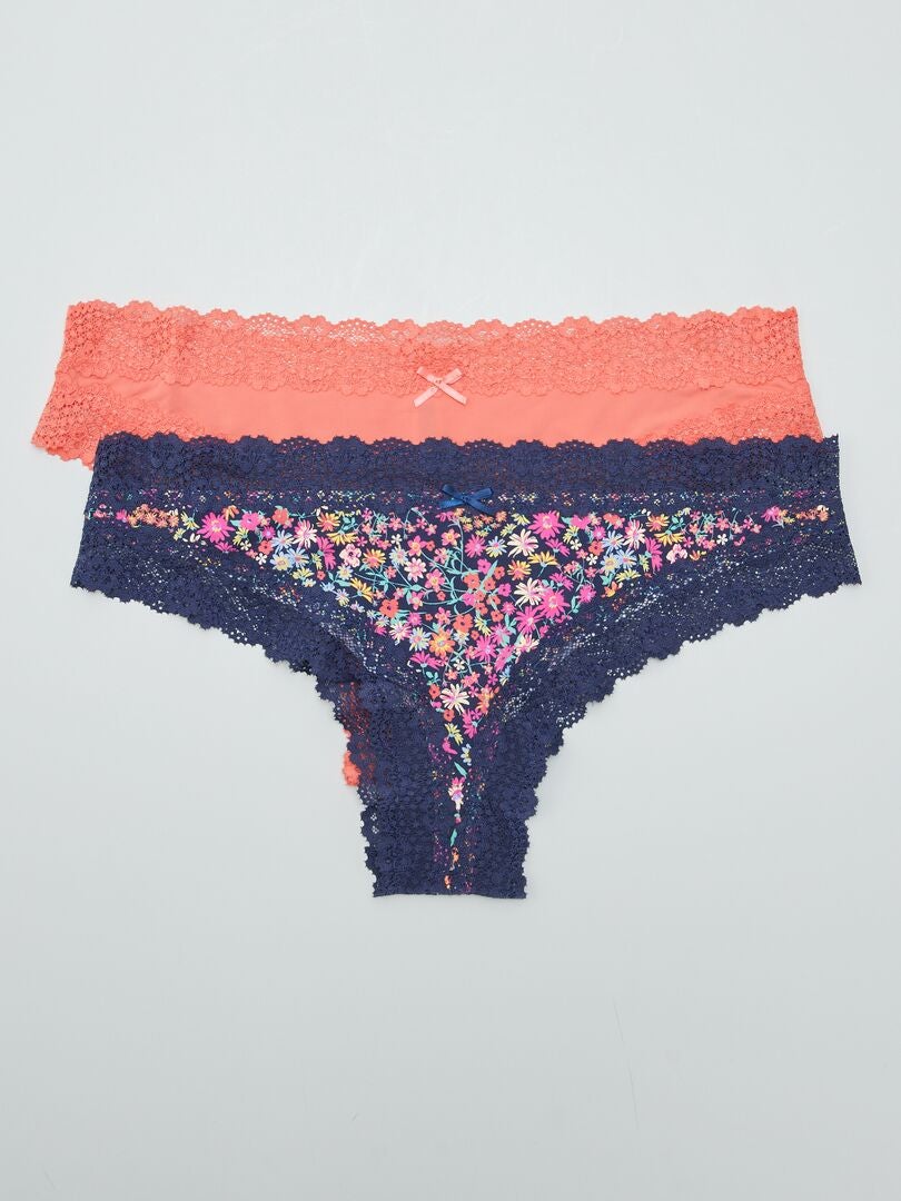 Set van 2 microvezel stringtjes - blauw