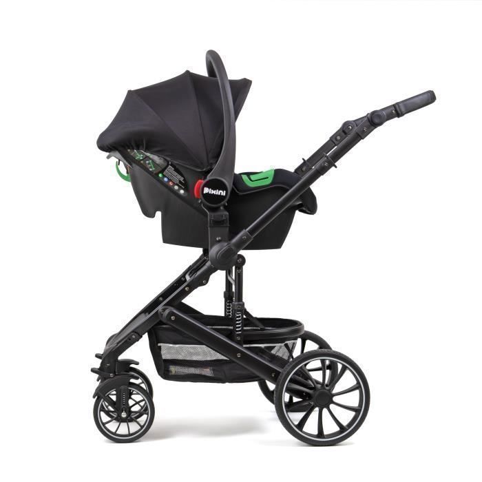 Pixini Kalani 3-in-1 Stroller - Up to 22 kg - Stroller, Carrycot, Car Seat, Bag and Numerous Accessories - Black