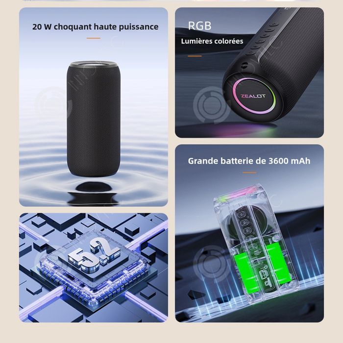 Altoparlante Bluetooth stereo impermeabile INN da 3600 mAh con microfono integrato e luci LED.