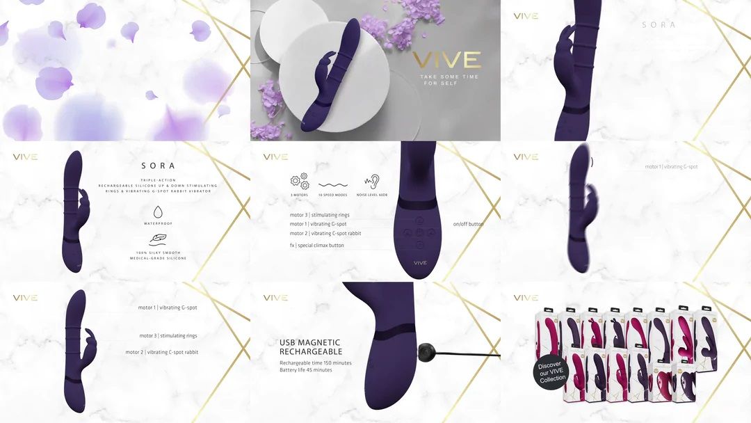 Vive by Shots Sora vibrator za gore i dolje sa stimulirajućim prstenovima Vibratori