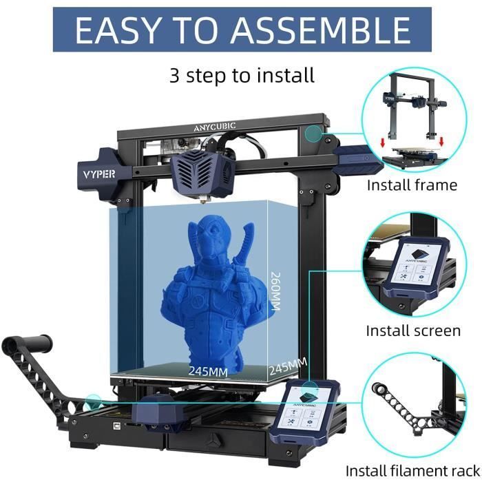 Imprimante 3D Anycubic Vyper avec nivellement automatique - Noir