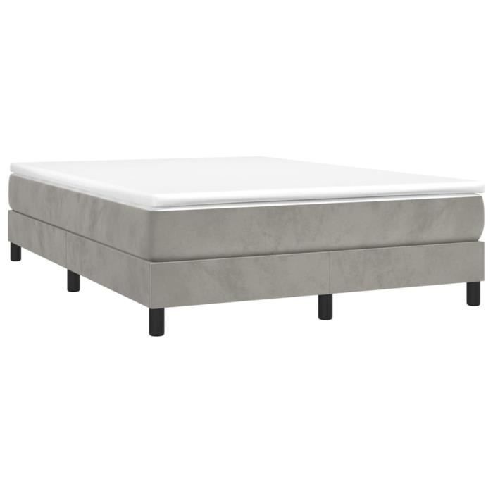 3120766 vidaXL Base de cama de muelles gris claro 140x190 cm Terciopelo