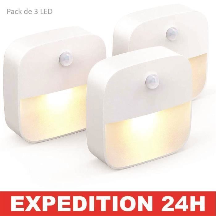 3 Veilleuse Led, Lampe de Nuit Murale avec Détecteur de Mouvement autocollante, Veilleuse Murale pour Salle de Bains, Chambre,