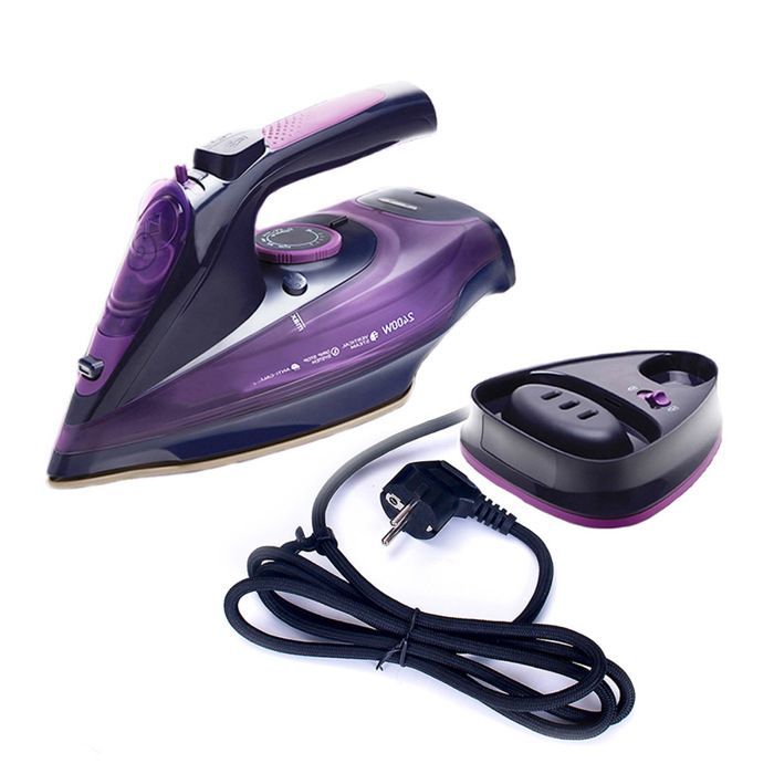 Fer à vapeur à chargement sans fil 2400W à 5 vitesses avec semelle en céramique à réglage
