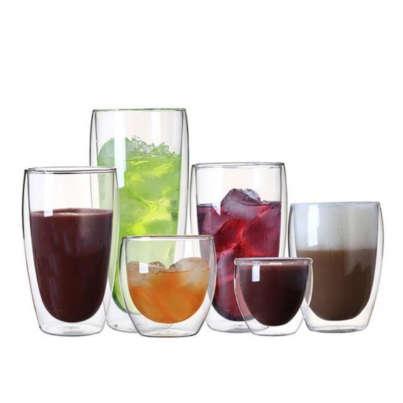 Tasses à café/thé expresso en verre à double paroi résistant à la chaleur, tasses de voyage à double paroi avec anse, verres à shot