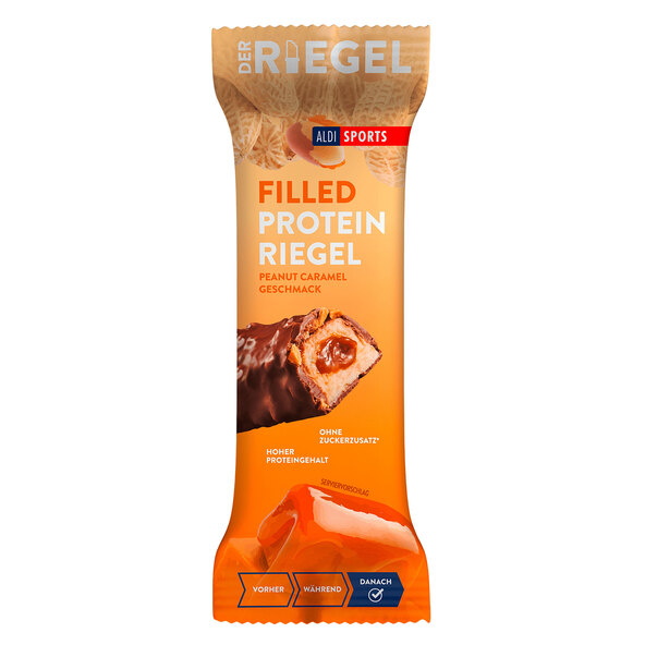 Riegel cu umplutură proteică și arahide cu karamel, set de 6 bucăți (6 x 45 g = 270 g)