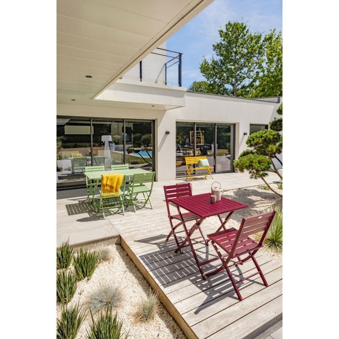 2-seater aluminum garden dining set - Carmine red