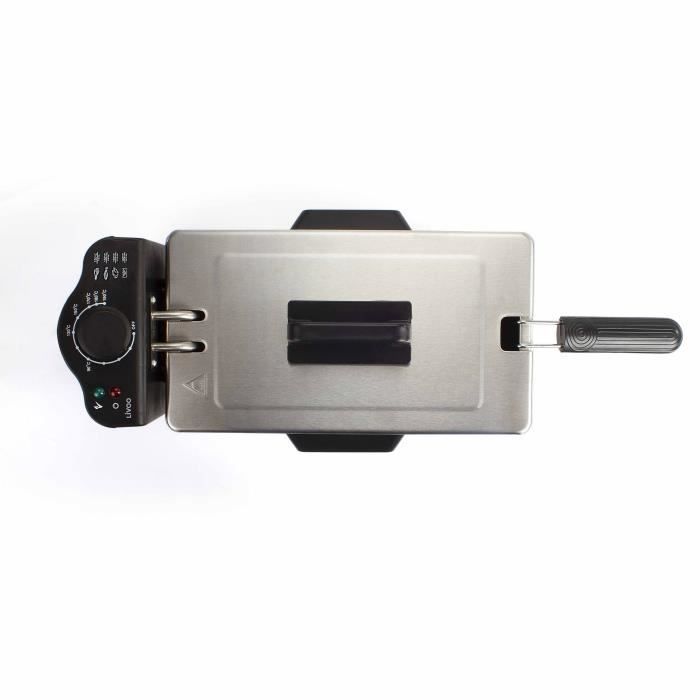 3-Liter-Fritteuse – LIVOO – DOC216 – 2000 W – 3 l – Herausnehmbare Edelstahlschüssel – Herausnehmbarer Frittierkorb – Einstellbares Thermostat