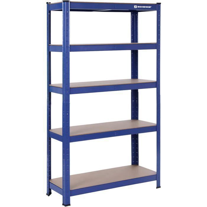 Estantería metálica SONGMICS con 5 estantes, alta resistencia (650 kg), 75 x 30 x 150 cm, azul.