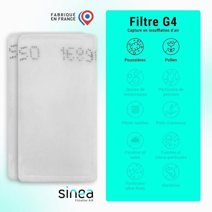 SINEA - G4 x2 and F7 Atlantic Optimocosy HR/HR+ and SAUTER Panega connected F7 filters - high filtration efficiency