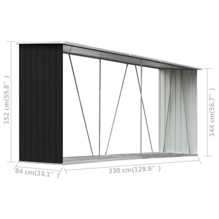Caseta de almacenamiento de madera - vidaXL - Acero galvanizado - 330x84x152cm - Antracita - Duradera