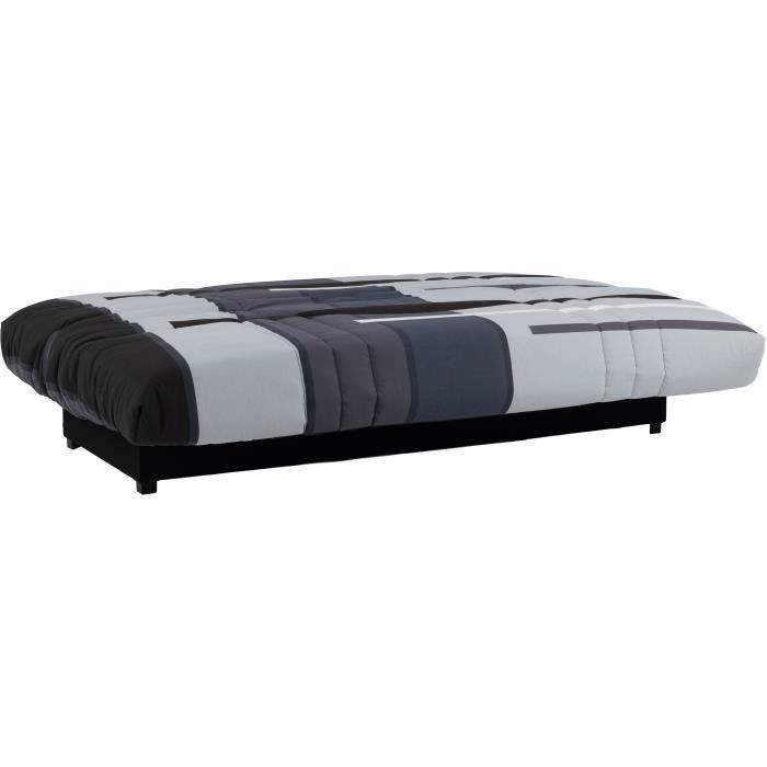 Sofá cama Click-clack de 3 plazas - Gris Track - 190 x 90 x 92 cm - PIXIE