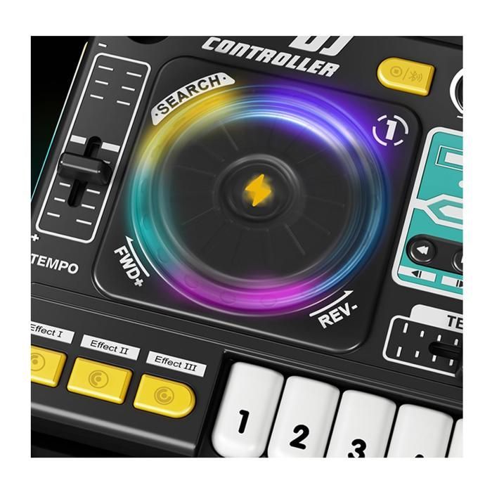 Kids DJ Mixer, Kids DJ Turntable with Light and Keyboard, Interactive Musical Toy, Learning to Imitate Musical Instruments