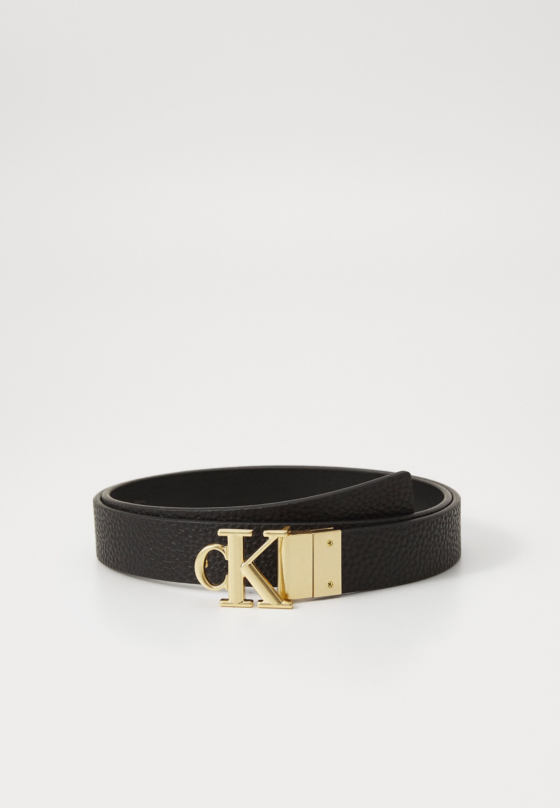 Calvin Klein Jeans MONOGRAM BUCKLE - Diržas - juodas/šviesiai auksinės spalvos