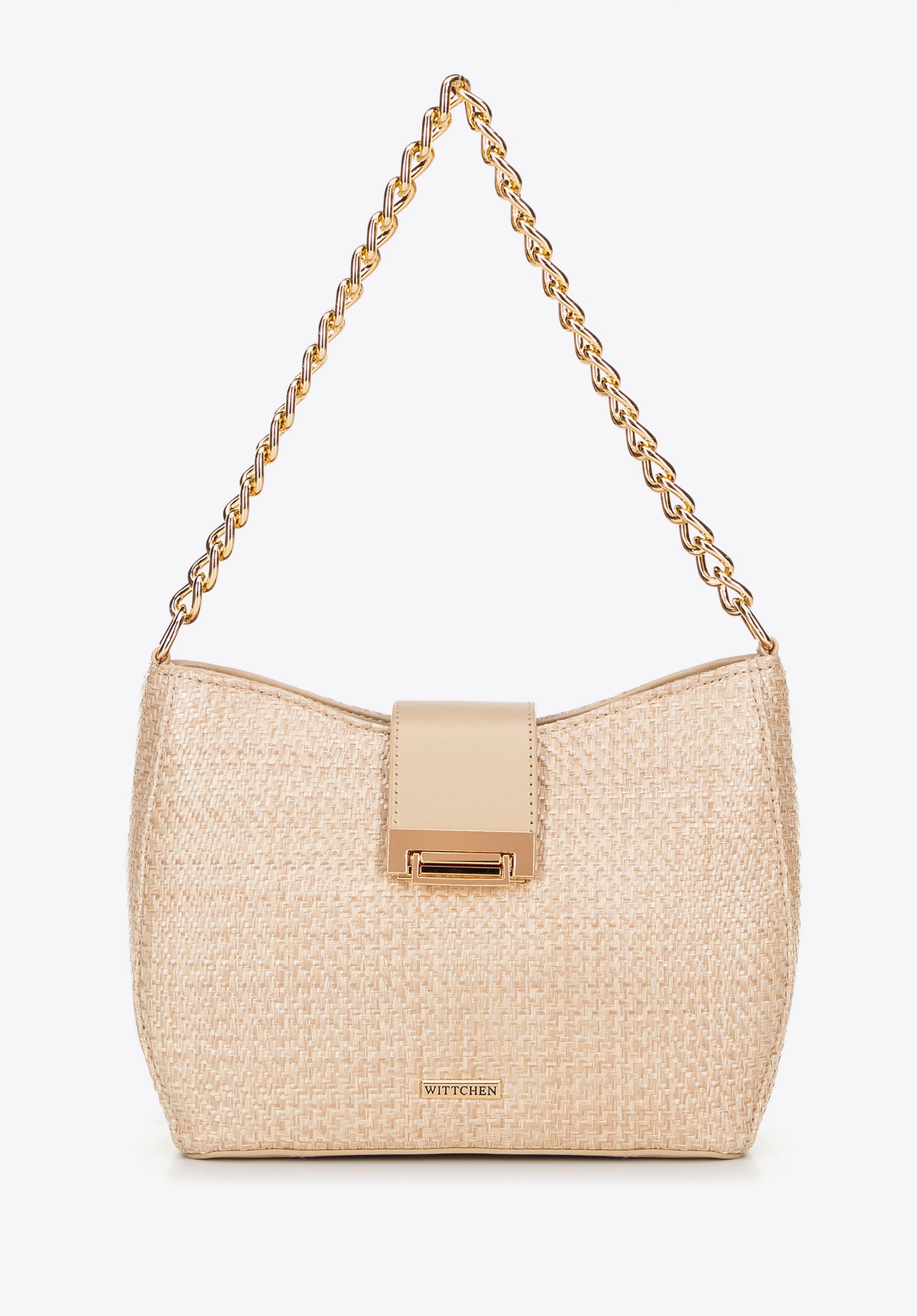 Damska torebka crossbody pleciona beżowa