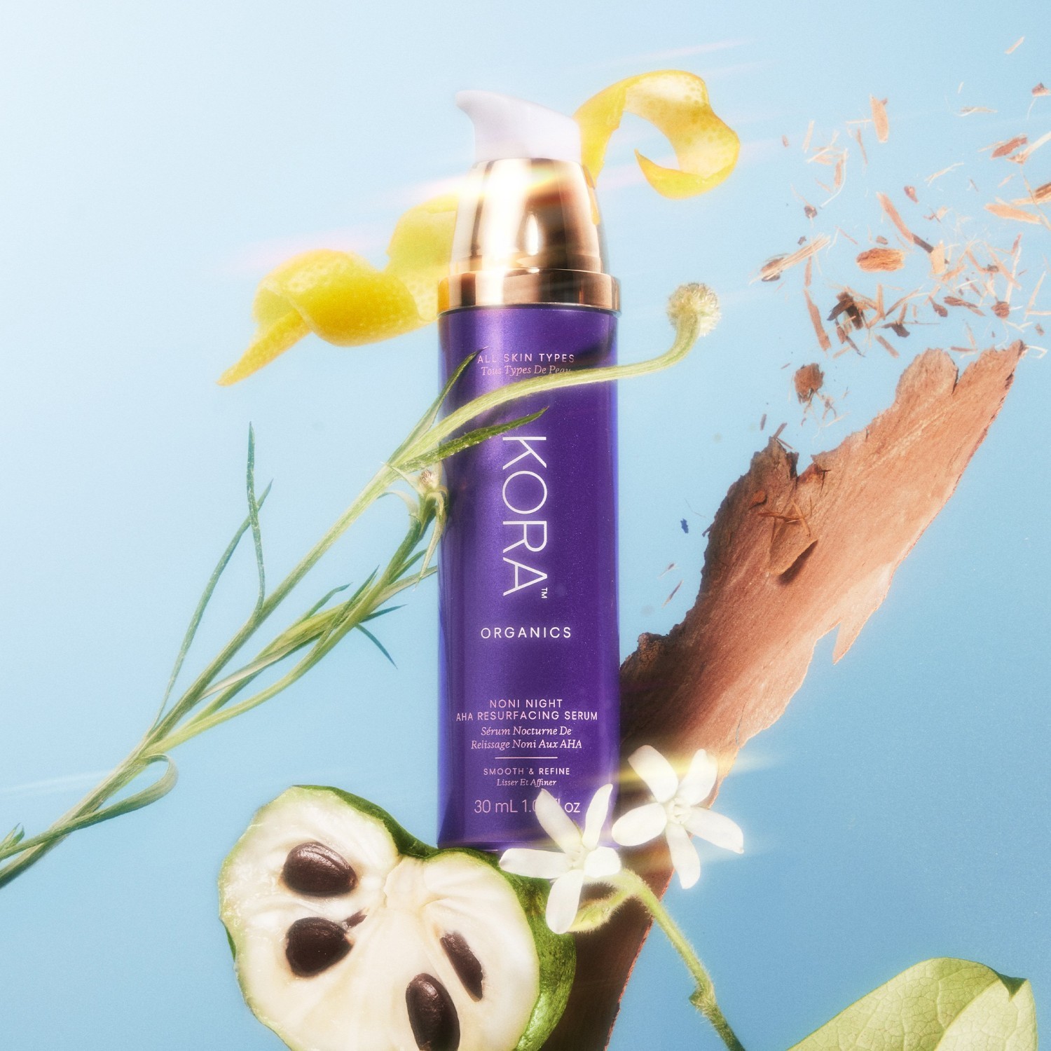 KORA Organics Glowserum Noni noćni AHA serum za obnavljanje kože - 30 ml