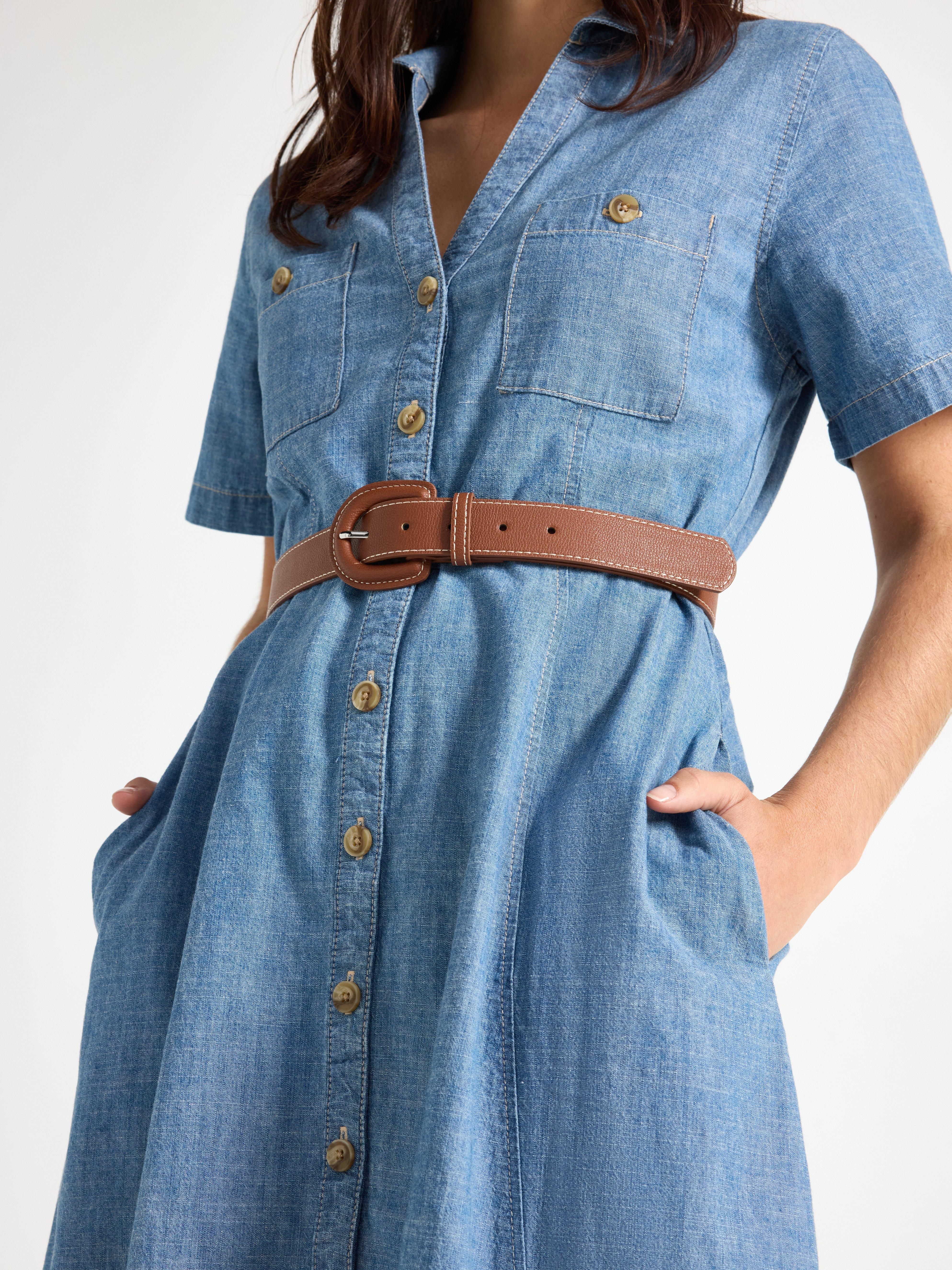 Vestido camisa chambray azul chambray