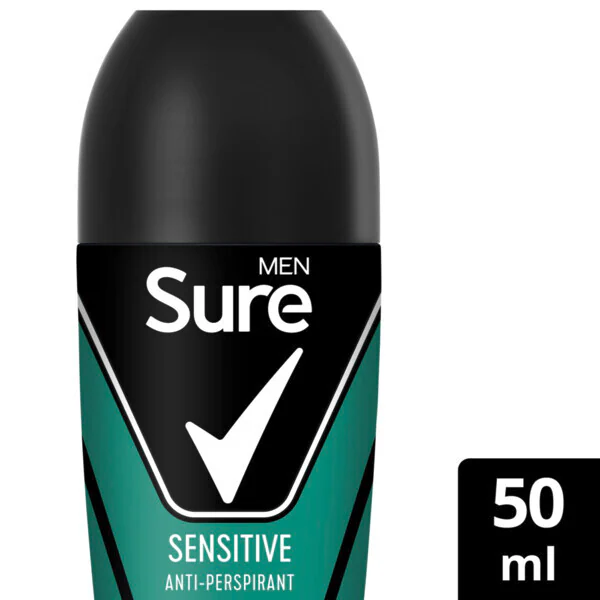 Deodorante antitraspirante roll-on Sure Men per pelli sensibili, 50 ml
