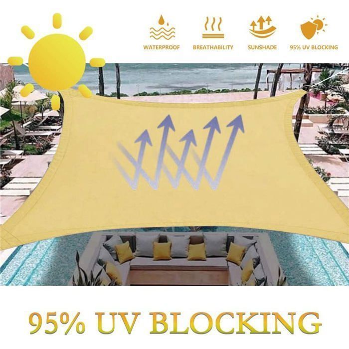 Vela de sombra rectangular de 3x4 m con protección UV para patio, jardín, terraza, exteriores y balcón.