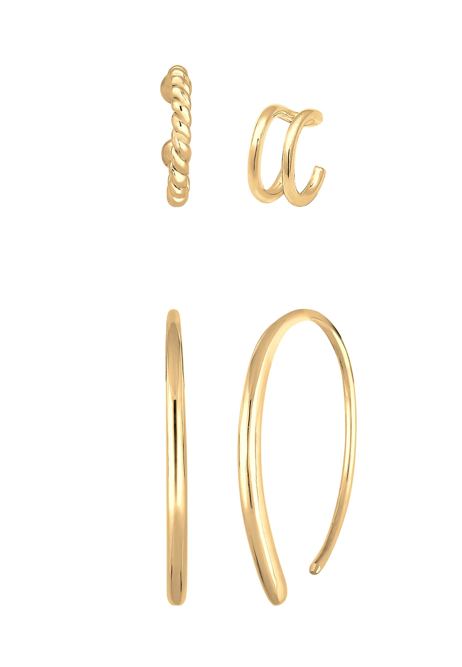 Elli Hoop Pull-Through Set Boucles d'Oreilles Femme-(925/1000) Argent