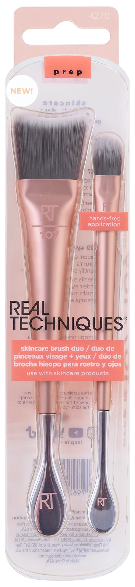 Pensulă pentru față și ochi, tip borcan, culoarea piersicii - Real Techniques