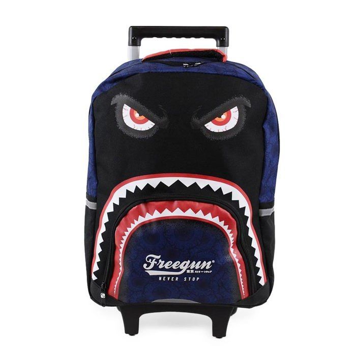 Mochila con ruedas FREEGUN - Ojos rojos de monstruo - 1 compartimento - Negro/Rojo - Poliéster