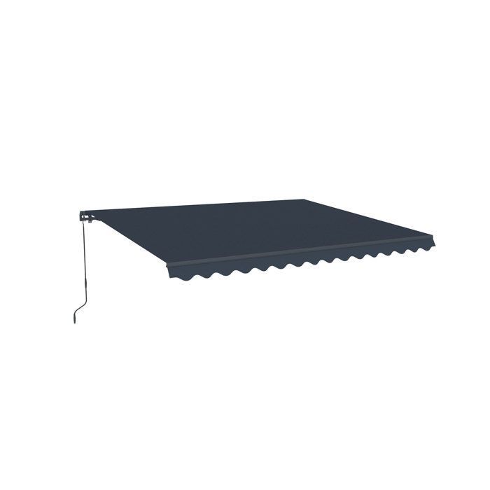 Store banne manuel rétractable - Cazeboo - VECCHIO - 4x3m - Toile premium 320g/m² - Gris - Anti-UV - Surface couverte 12m²