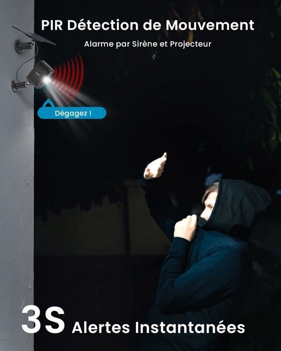 ieGeek 2K Caméra Surveillance WiFi Exterieure sans Fil Batterie Vision Nocturne Couleur AI&PIR Détection Mouvement Audio IP65