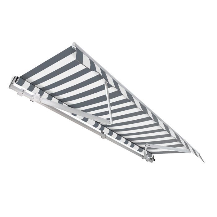 Toboli Store banne rétractable manuel – 3 x 2,5 m – Anthracite blanc – Montage mural – Marquise solaire Auvent Pare-soleil pour terr