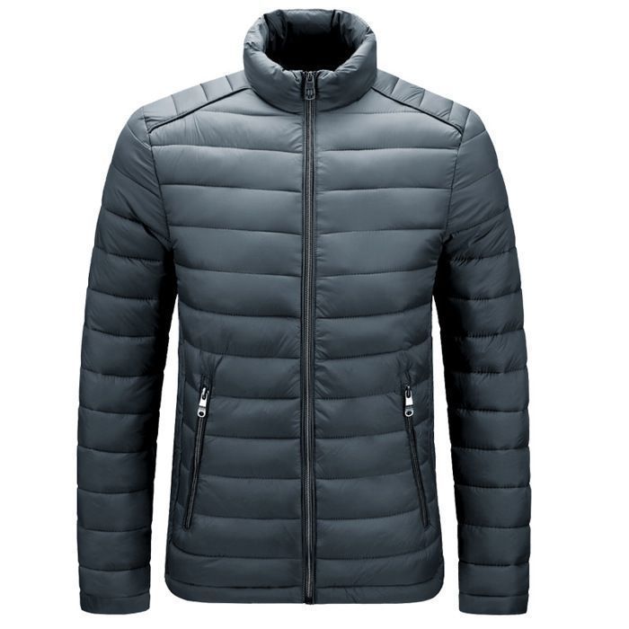 Chaqueta de plumas Funmoon para hombre - Negra - Corte ajustado - Cierre de cremallera - Algodón