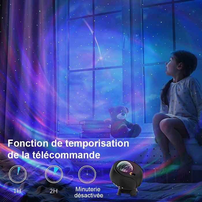Grand Projecteur Galaxie - Nébuleus Ciel Étoilé - LED Lampe de projection avec Télécommande, 4 Couleurs, Bluetooth - pour Enfant