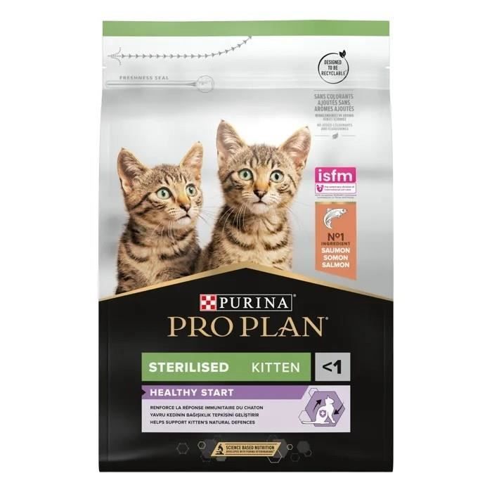 PRO PLAN Gatito Esterilizado 3-12 meses COMIENZO SALUDABLE Salmón 3kg - Alimento seco completo para gatitos esterilizados