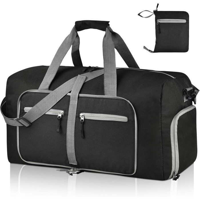 Bolsa de viaje grande, ligera e impermeable de 115 litros para hombre y mujer, con compartimento para zapatos, color negro.