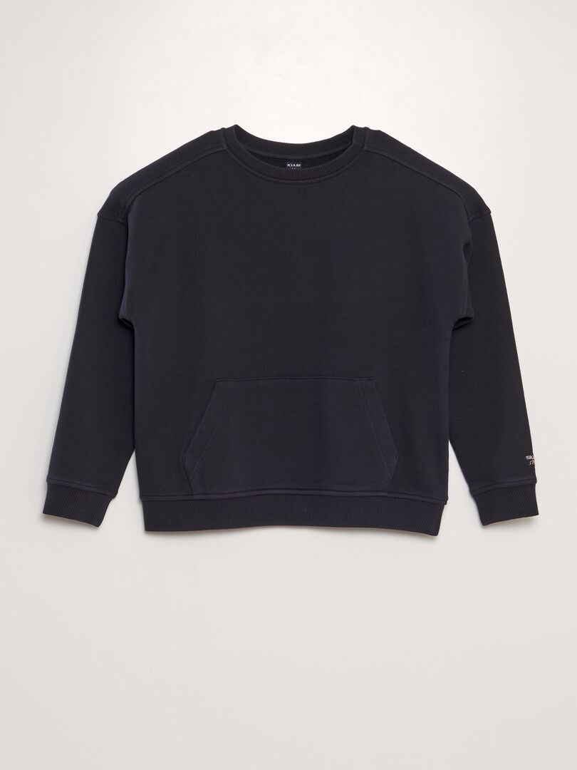Sudadera polar con bolsillo tipo canguro - NEGRA
