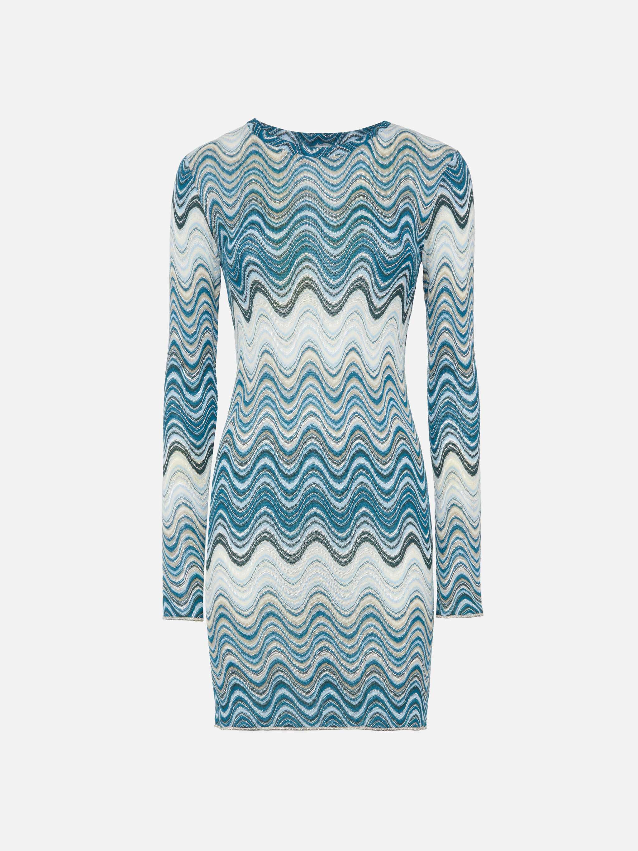 Imany minijurk in turquoise raschel gebreide stof