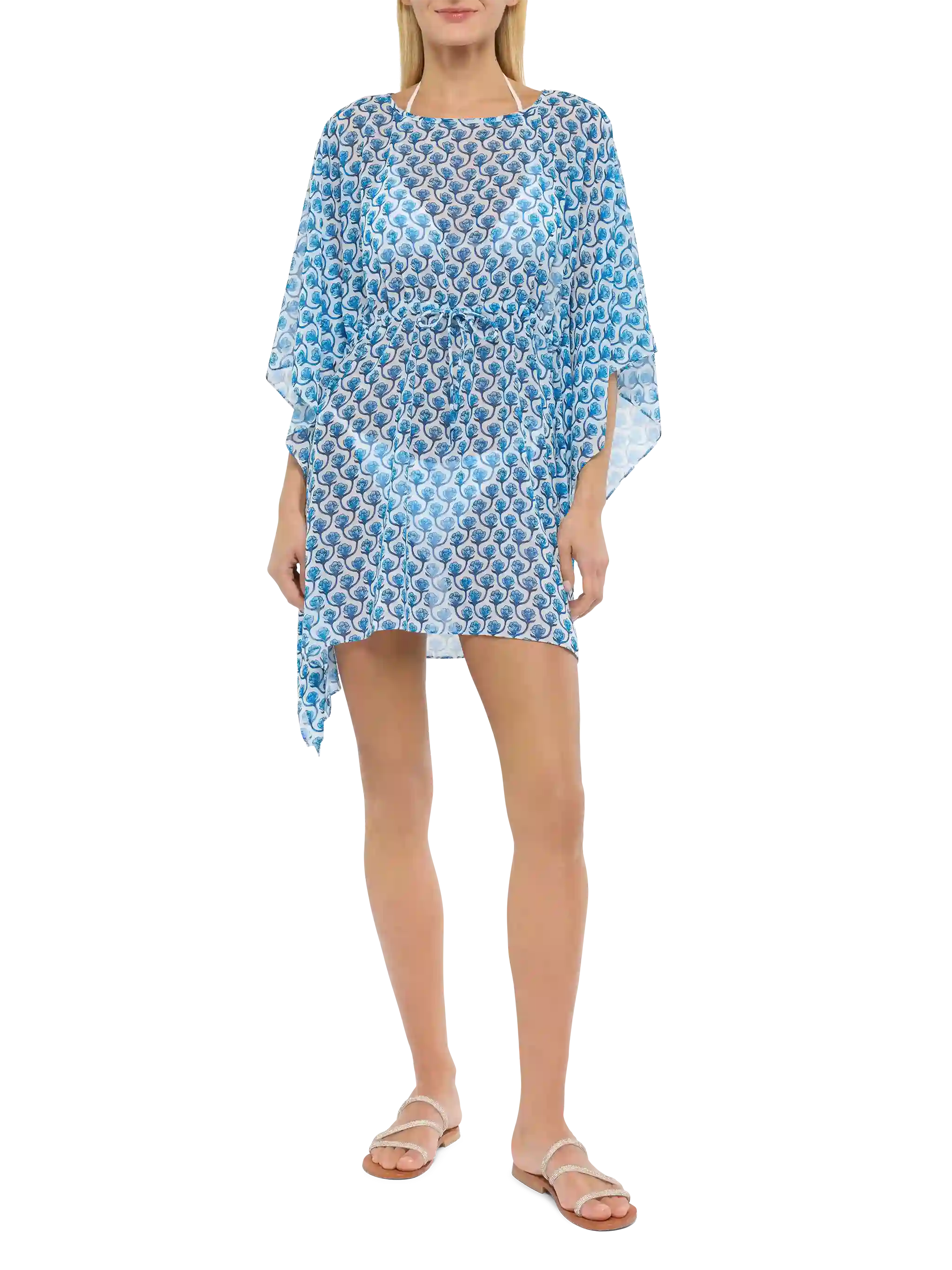 Iria kaftan van katoenzijde met bloemenprint.