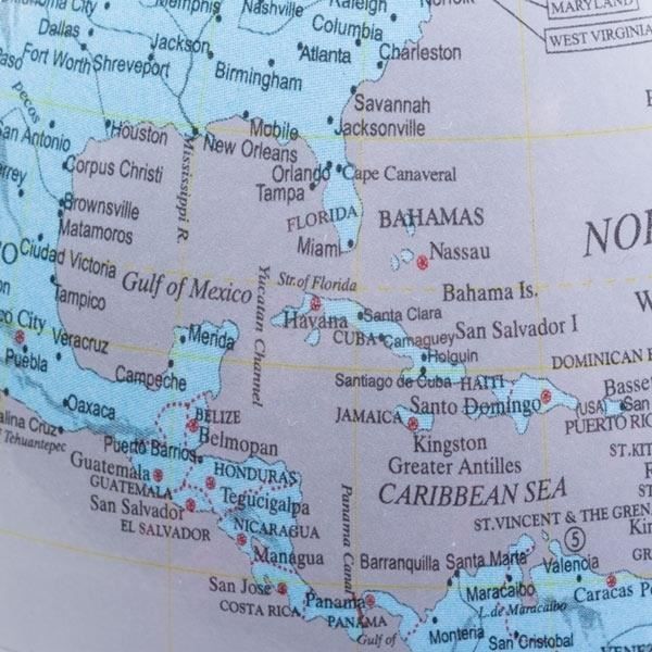 Lámpara con forma de globo terráqueo, mapa del mundo iluminado